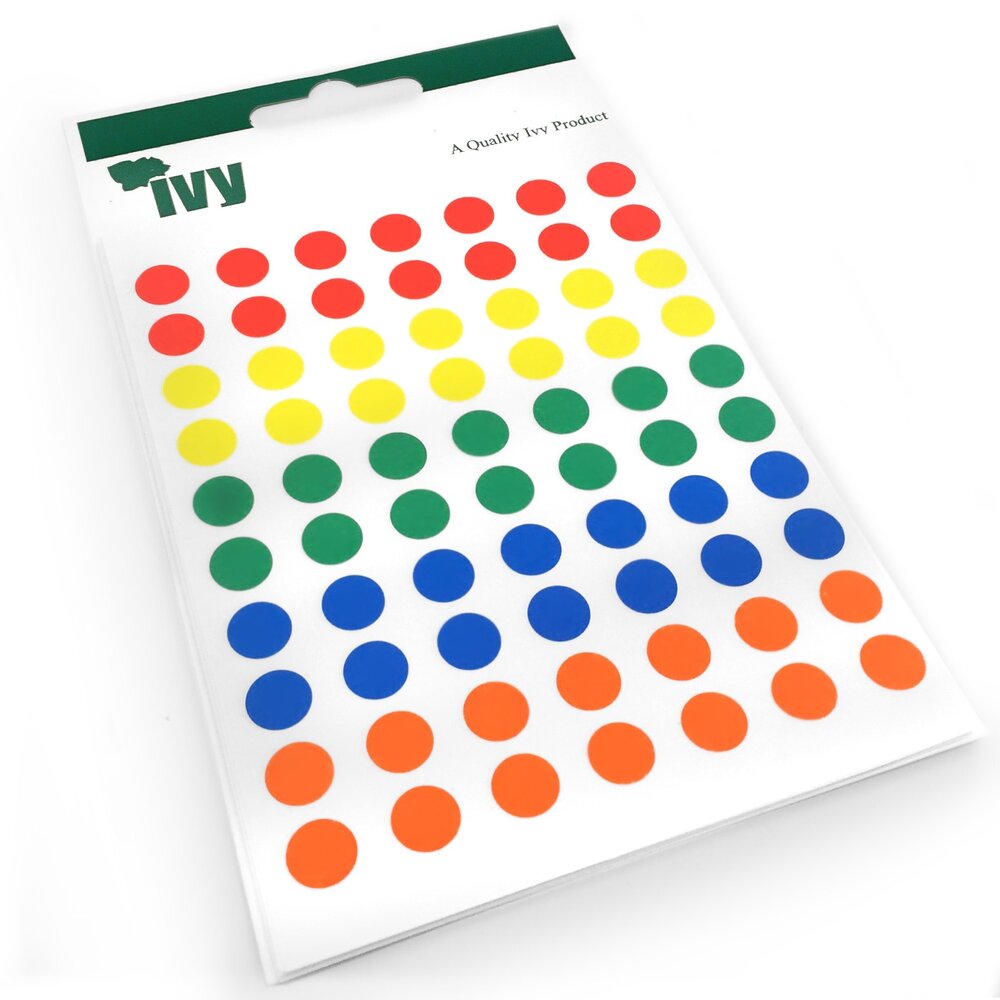 4086 700 Sticky Coloured Dots - 8mm - Easy Peel Self Adhesive Colour Coding